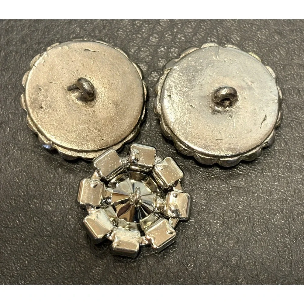 Vintage Lot Of 3 Crystal Rhinestone Buttons Some With Seed Bead Accents